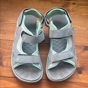 Columbia | Youth Castlerock Supreme Sandle Gray and Mint Velcro Sandals Size 4